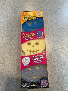 New Scrub Daddy Mommy Special Edition Halloween 3pk Bat Monster Skull 2-Sided